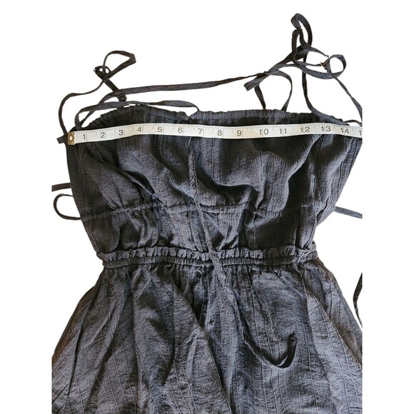 Fairy Grunge Boho Milkmaid Tiered Maxi Dress Womens Medium Black Beachy Cottage - Picture 8 of 9